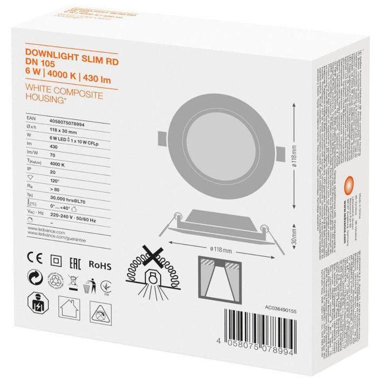 Alles LEDVANCE LED ugradna svjetiljka 6 W bijela DL SLIM DN 105