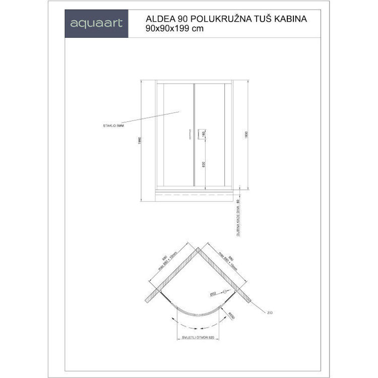 Alles Tuš kabina ALDEA 90