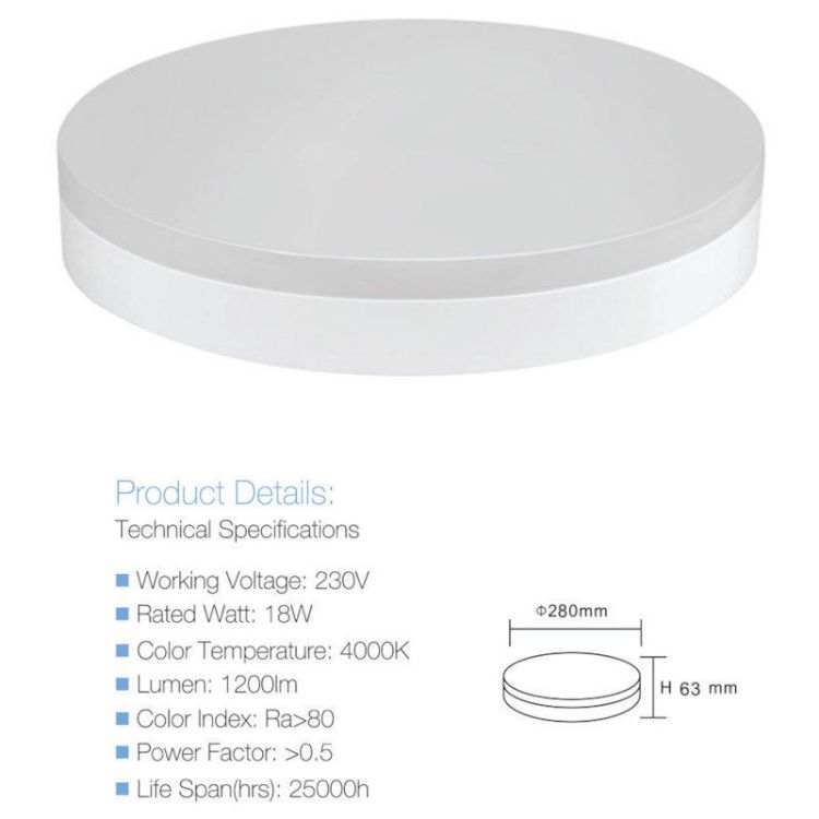 Alles LED plafonjera 18W/4000K 1200 lm