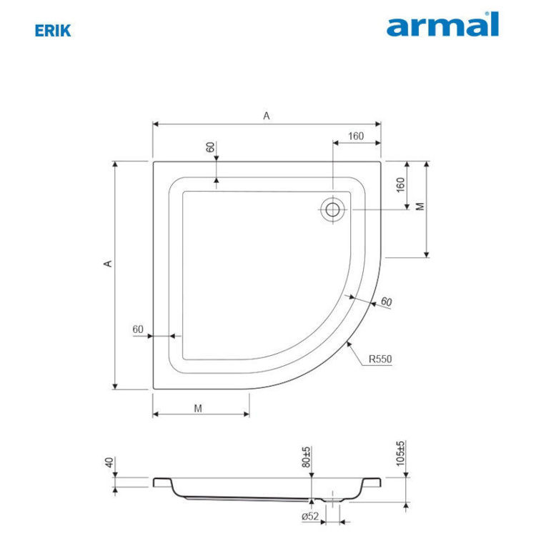 Alles ARMAL tuš kada s oblogom 90x90 ERIK