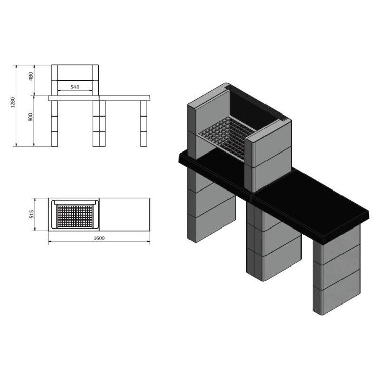 Alles Roštilj vrtni modularni CONCRETE PUZZLE MOD6U1
