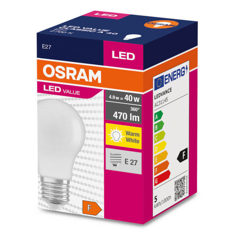 Alles OSRAM LED žarulja VALUE CLAS A 40 FR 4.9 W/2700 K E27