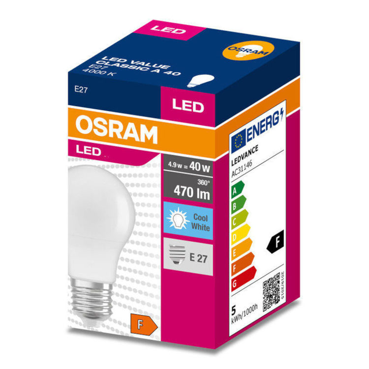 Alles OSRAM LED žarulja VALUE CLAS A 40 FR 4.9 W/4000 K E27