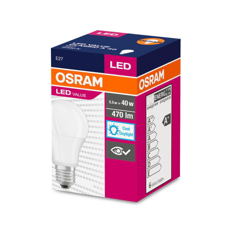 Alles OSRAM LED žarulja VALUE CLAS A 40 FR 4.9 W/6500 K E27