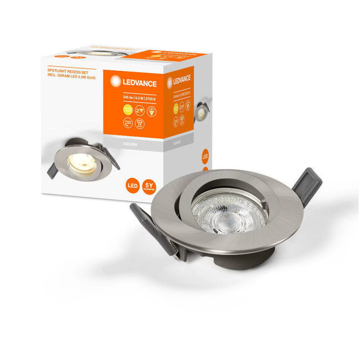 Alles LEDVANCE LED ugradna stropna svjetiljka RECESS GU10 ADJ 4.3W 2700K Brušeni nikal