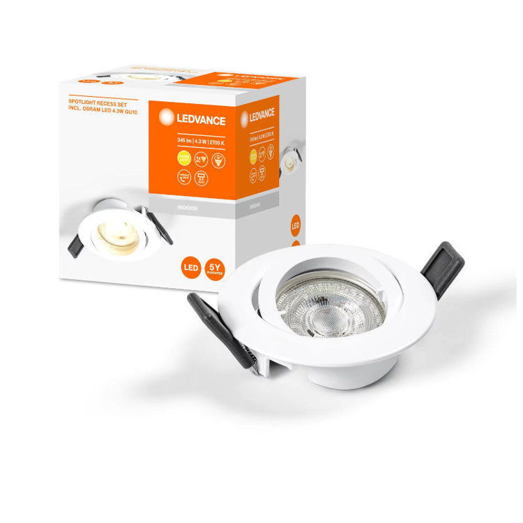Alles LEDVANCE LED ugradna stropna svjetiljka RECESS GU10 ADJ 4.3W 2700K Bijela