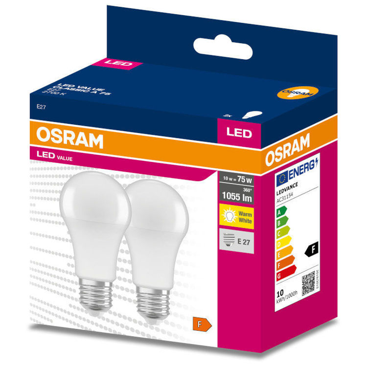 Alles OSRAM LED žarulja VALUE CLAS A 75 10 W/2700 K E27 DUO PACK