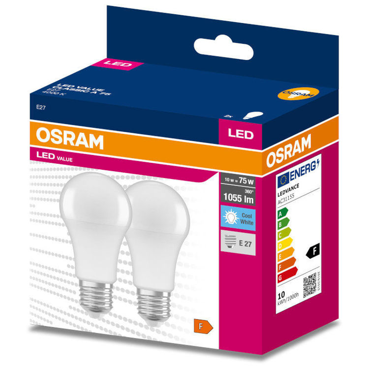 Alles OSRAM LED žarulja VALUE CLAS A 75 10 W/2700 K E27 DUO PACK