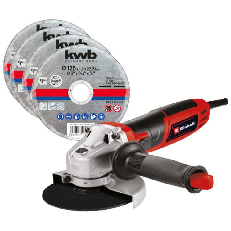 alles Paket 100 x KWB rezna ploča 125x1mm + 1 x EINHELL brusilica kutna TC-AG 125