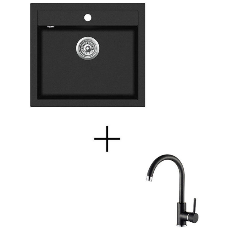 Alles AQUASANITA Set QUADRO SQQ100-W + SHR J Black metallic
