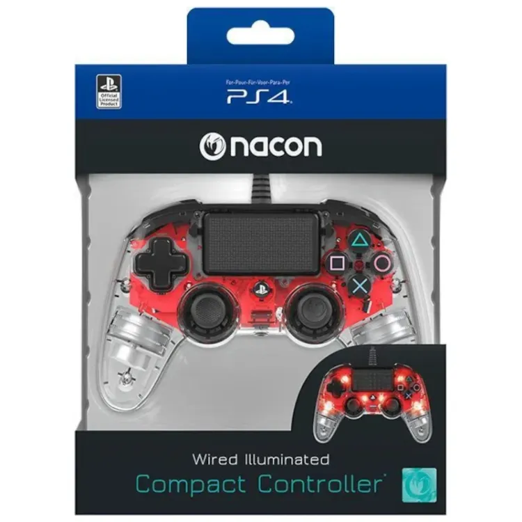 Alles BIGBEN kontroler PS4 Nacon Compact Light Wired, PROZIRNO-CRVENI
