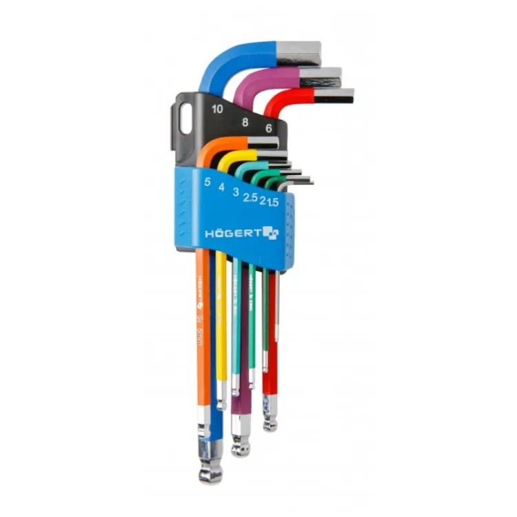 Alles HOGERT ključevi(9) IMBUS-HEX 1,5-10 mm S2 STEEL HT1W806