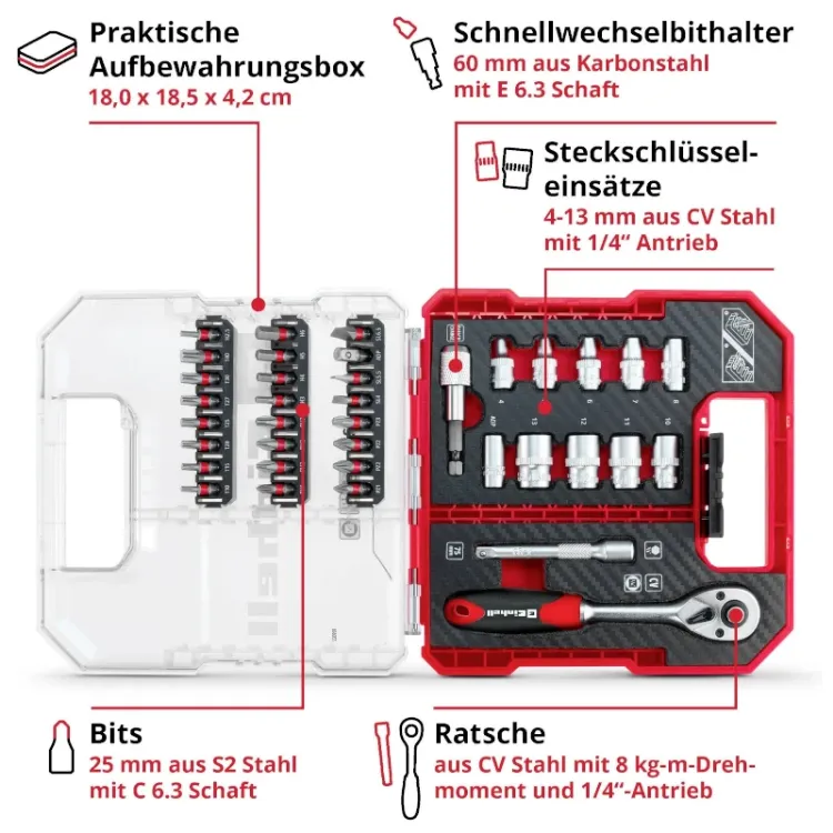 alles EINHELL set nasadnih ključeva i bitova 37/1 box