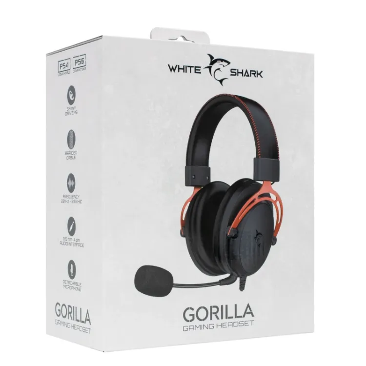 Alles WHITE SHARK slušalice GH 2341 HEADSET CRNO CRVENE