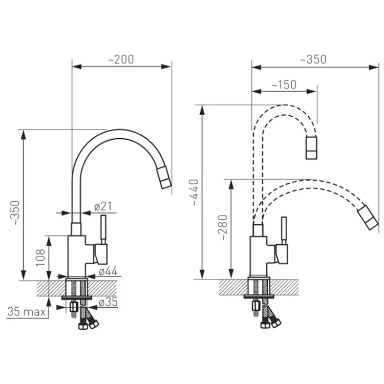 Alles FERRO slavina ZUMBA FLEXY INOX / SIVA