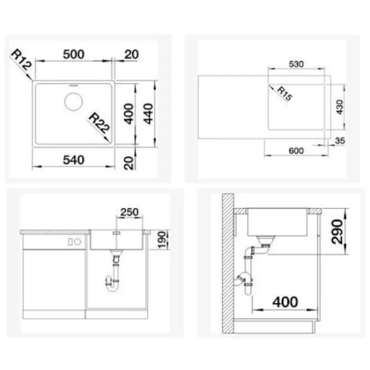 Alles BLANCO sudoper ANDANO 500-IF/A INFINO INOX