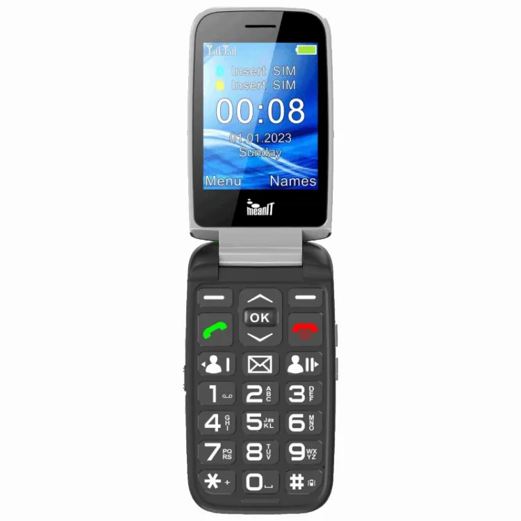 Alles MEANIT mobilni telefon SENIOR FLIP MAX CRNI
