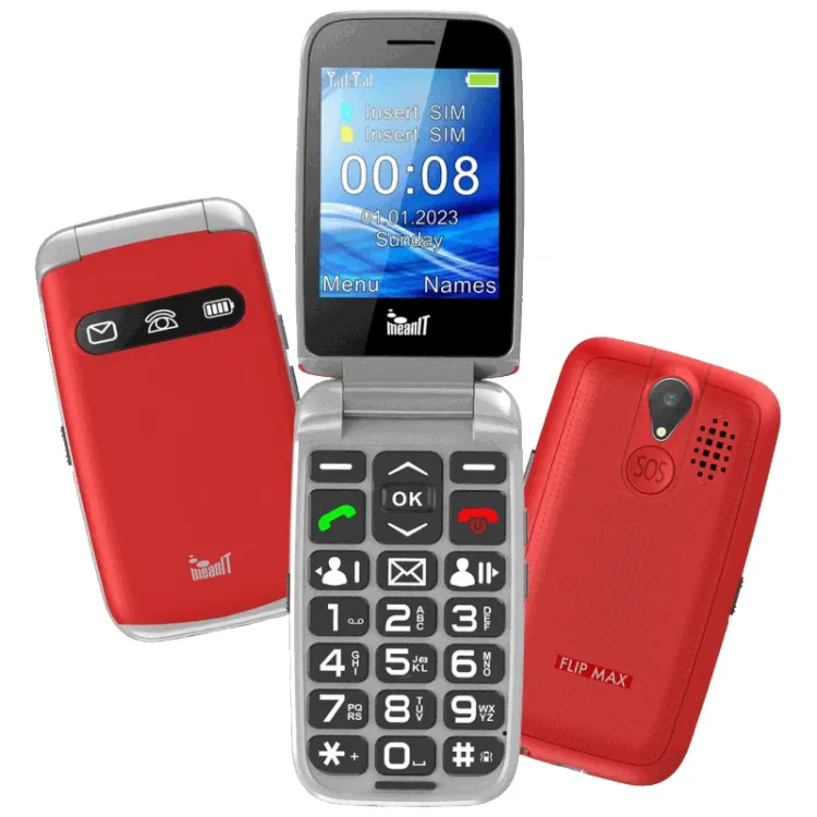 Alles MEANIT mobilni telefon SENIOR FLIP MAX CRVENI