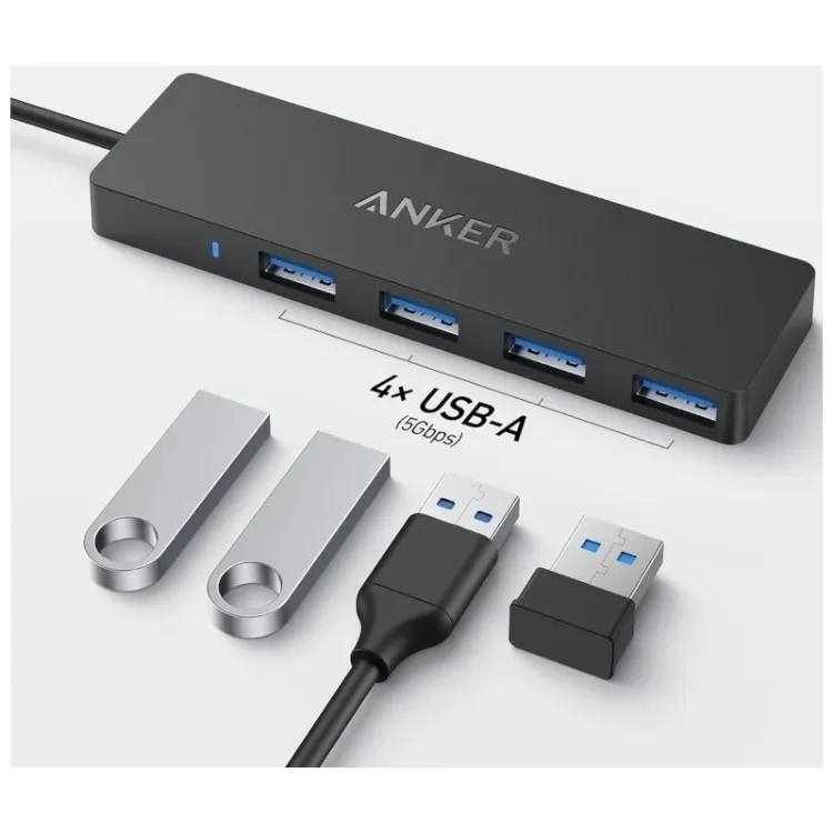 Alles ANKER USB-C hub ULTRA SLIM 4-portni CRNI
