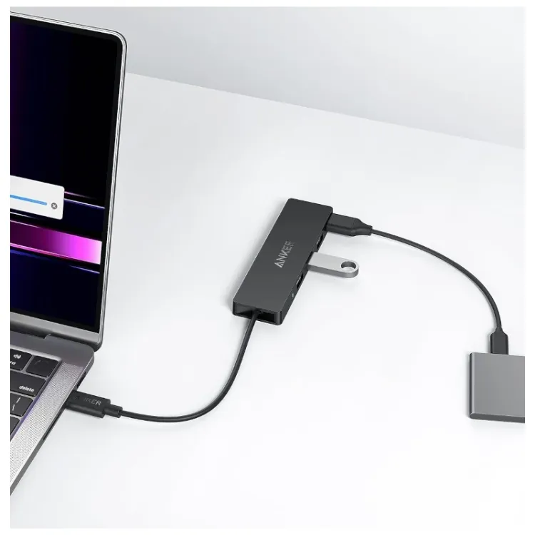 Alles ANKER USB-C hub ULTRA SLIM 4-portni CRNI