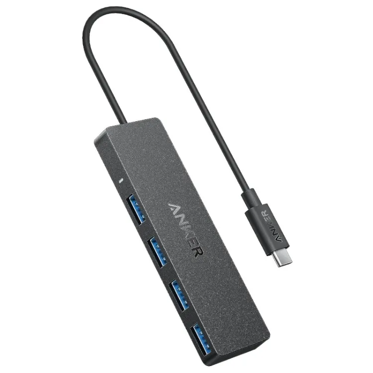 Alles ANKER USB-C hub ULTRA SLIM 4-portni CRNI