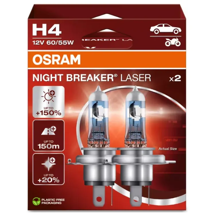 Alles OSRAM auto žarulja Night Breaker Laser H4 12V 60/55W Duobox