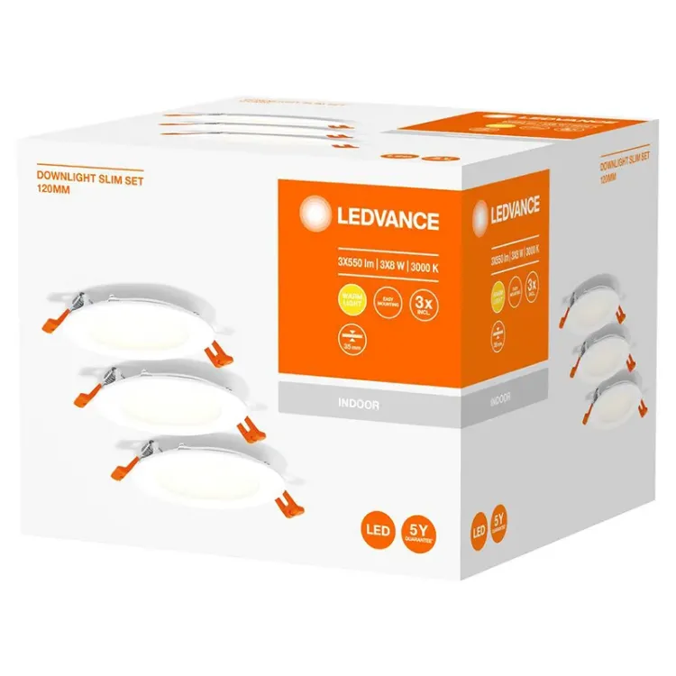 Alles LEDVANCE panel LED ugradbeni DOWNLIGHT IP20 SET 3X8W Slim 120mm 3000K 230V WT 