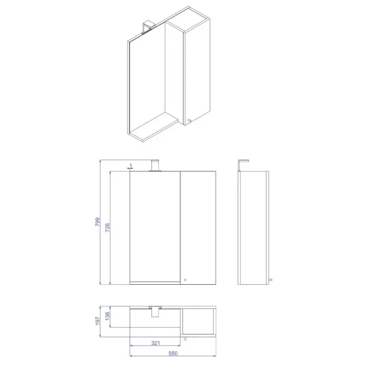 Alles Kupaonski ormarić gornji s ogledalom EMA 55