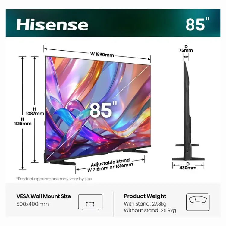 Alles HISENSE Hi-QLED TV 85E7S