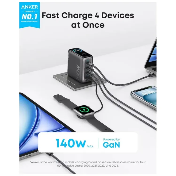 Alles ANKER punjač za prijenosno računalo 140W DARK GRAY
