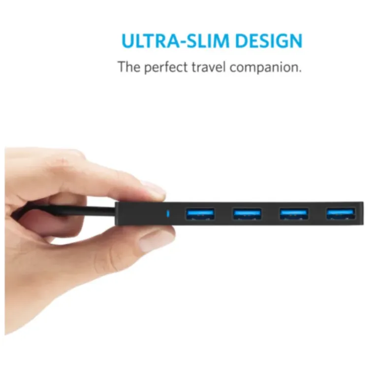 Alles ANKER USB 3.0 hub ULTRA SLIM 4-portni CRNI