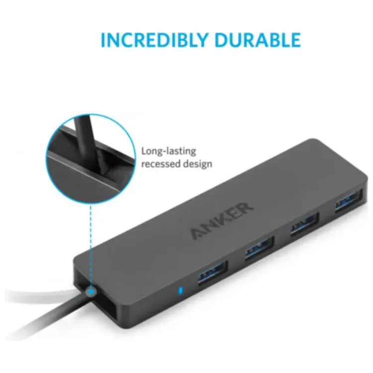 Alles ANKER USB 3.0 hub ULTRA SLIM 4-portni CRNI