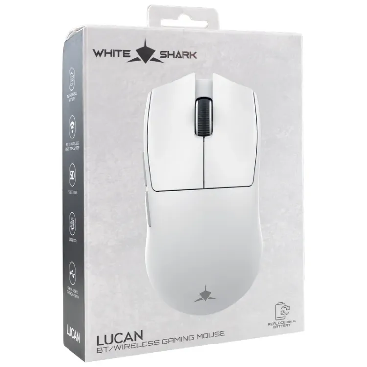 Alles WHITE SHARK miš bežični LUCAN WGM-5022 bijeli