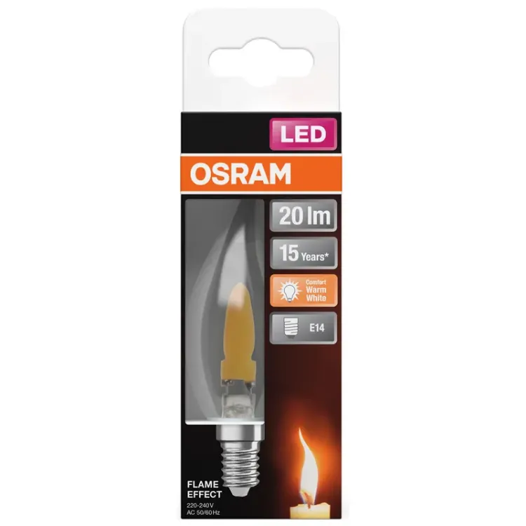 Alles OSRAM LED žarulja 1906 LED CLASSIC BA 35 FLAME 1W 818 Clear E14