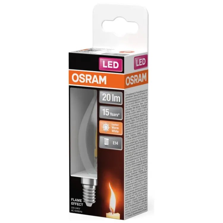Alles OSRAM LED žarulja 1906 LED CLASSIC BA 35 FLAME 1W 818 Clear E14