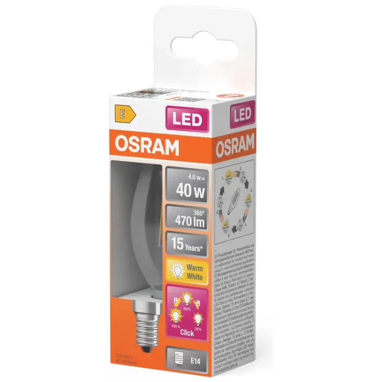 Alles OSRAM LED žarulja LED Superstar Plus Classic B 40 Filament 4W 827 E14 3step DIM