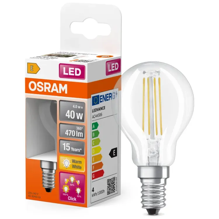 Alles OSRAM LED žarulja LED Superstar Plus Classic P 40 Filament 4W 827 E14 3step DIM