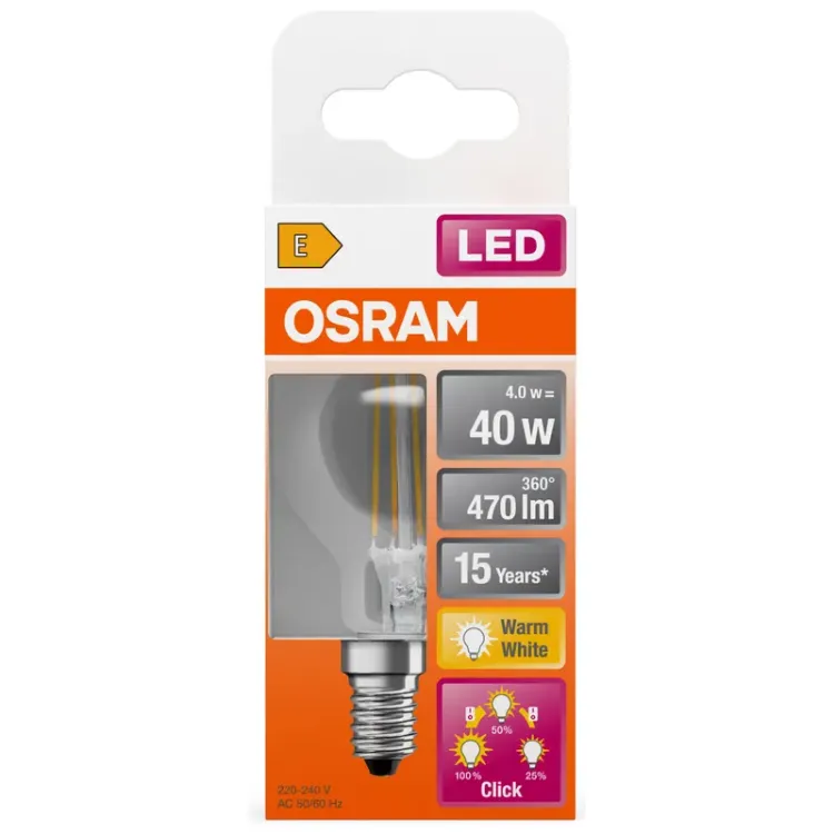 Alles OSRAM LED žarulja LED Superstar Plus Classic P 40 Filament 4W 827 E14 3step DIM