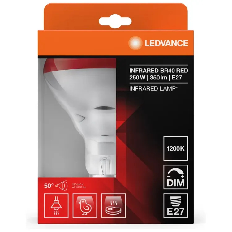 Alles LEDVANCE infracrvena žarulja Infrared BR40 250W 240V E27 RED