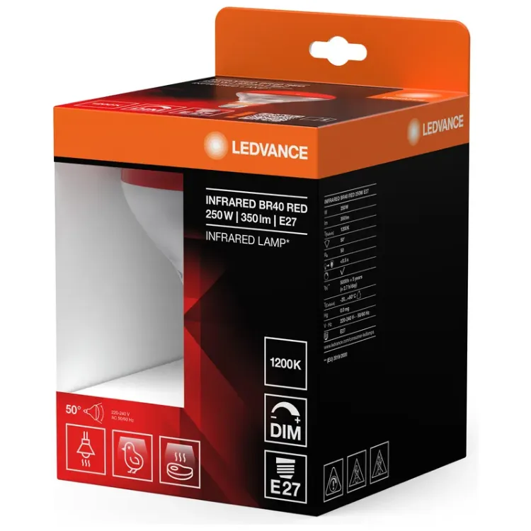 Alles LEDVANCE infracrvena žarulja Infrared BR40 250W 240V E27 RED