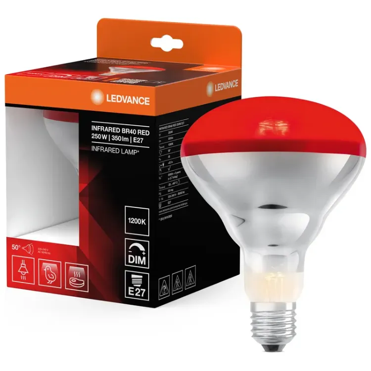 Alles LEDVANCE infracrvena žarulja Infrared BR40 250W 240V E27 RED