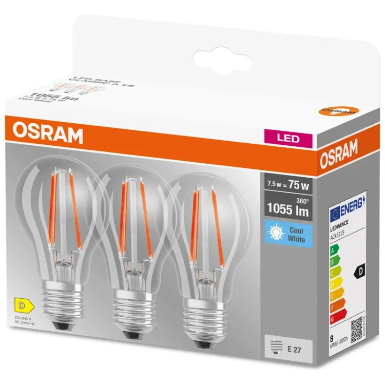 Alles OSRAM LED žarulja Base LED Classic A 75 Filament 7.5W 840 3/1 PAK